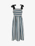 Robe longue rayée à bretelles à noeud - Blanc - 1