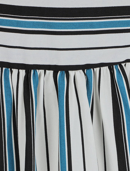 Robe longue rayée à bretelles à noeud - Blanc - 3