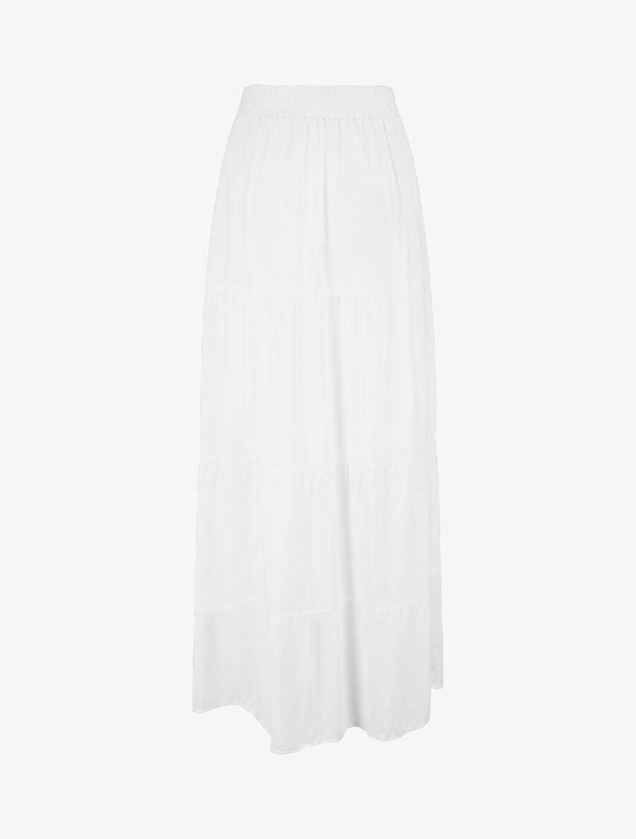 Jupe longue à taille élastiquée - Blanc - 2