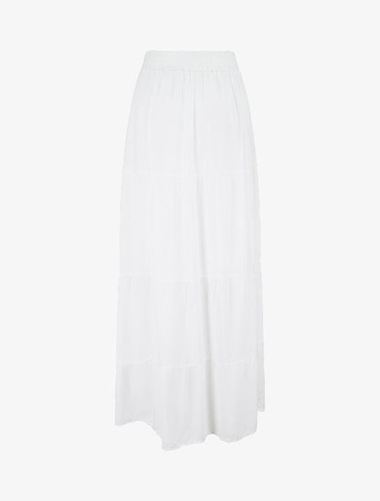 Jupe longue à taille élastiquée - Blanc - 2