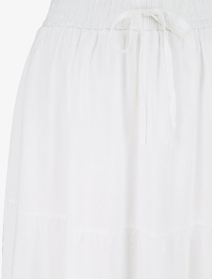 Jupe longue à taille élastiquée - Blanc - 3