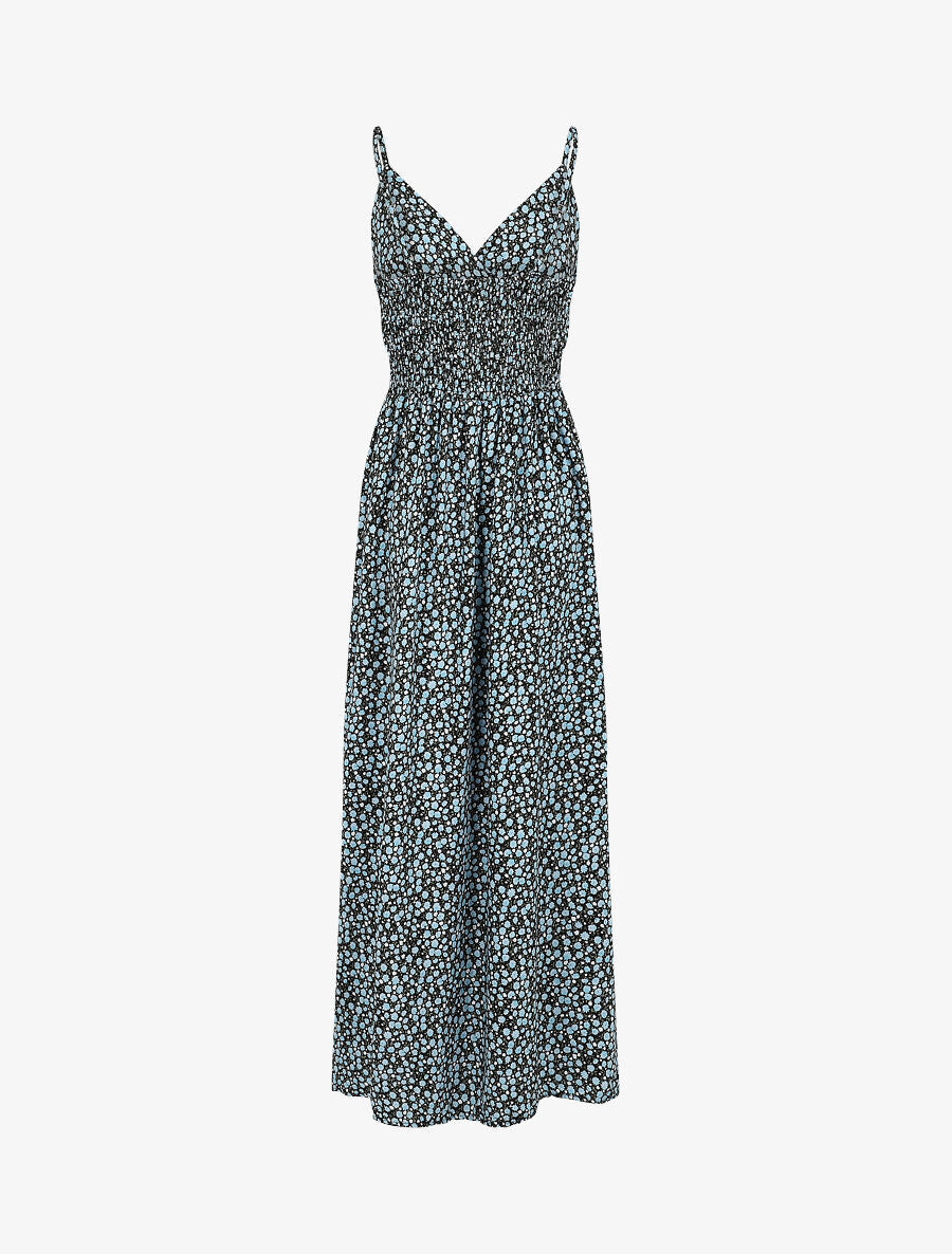 Robe longue à imprimé fleuri - Marine - 2