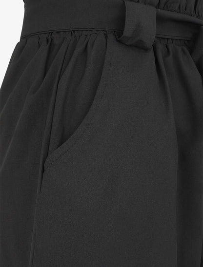 Short uni à taille élastiquée - Noir - 3