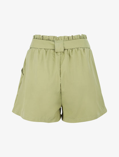 Short uni à taille élastiquée - Vert olive - 2