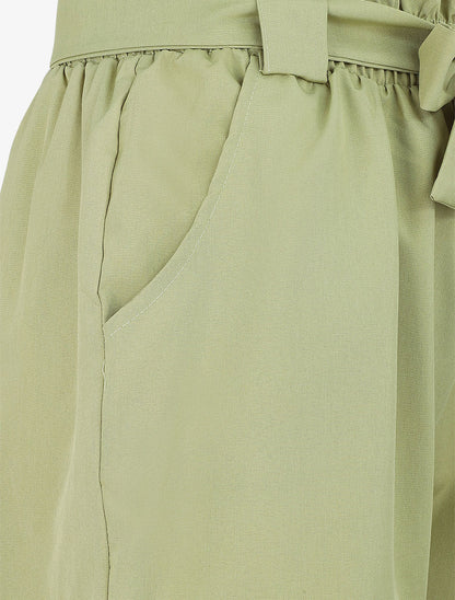 Short uni à taille élastiquée - Vert olive - 3
