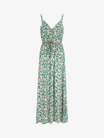 Robe longue imprimé fleurs des champs - Vert - 1