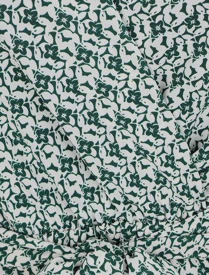 Robe mi-longue imprimée à bord volanté - Vert - 3