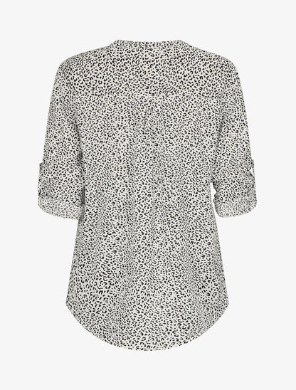Blouse à manches longues retroussables - Blanc - 2