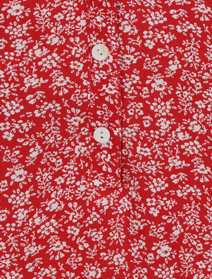 Blouse à imprimé à fleuri - Rouge - 3