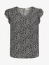 Blouse à imprimé fleuri et manches volantées - Noir - 4