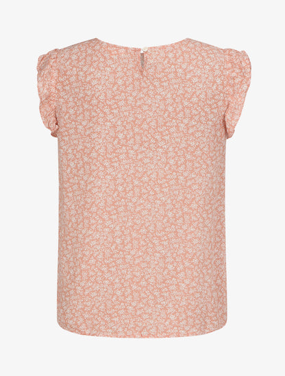 Blouse à imprimé fleuri et manches volantées - Rose - 2