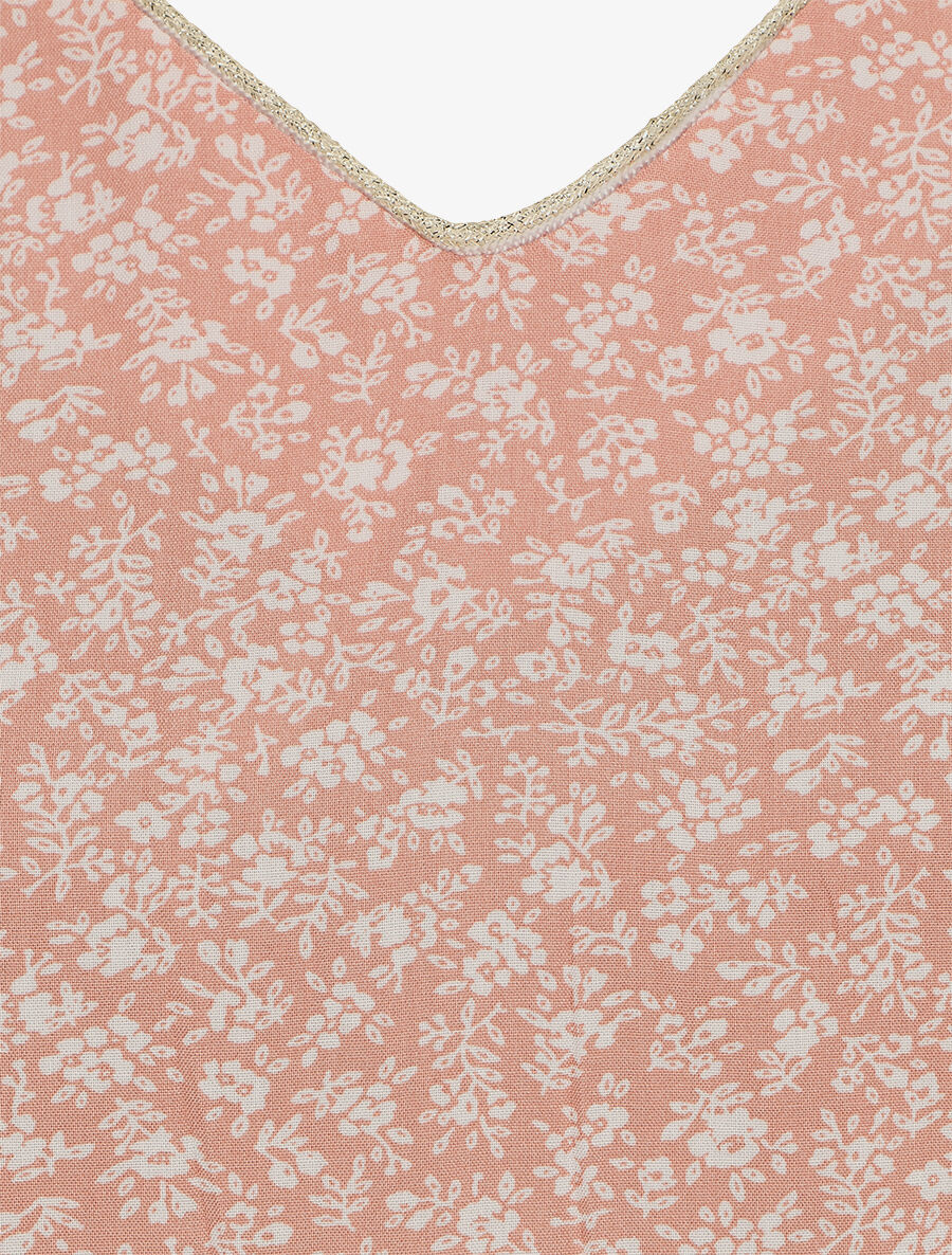 Blouse à imprimé fleuri et manches volantées - Rose - 3