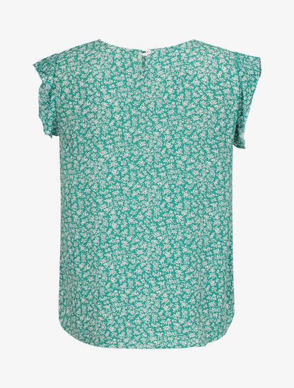 Blouse à imprimé fleuri et manches volantées - Vert - 2