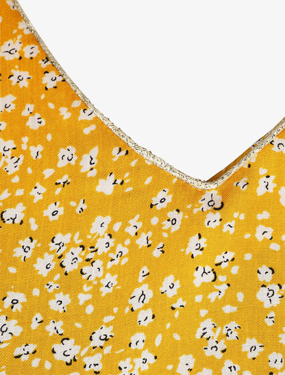 Blouse à imprimé petites fleurs et manches volantées - Jaune - 3