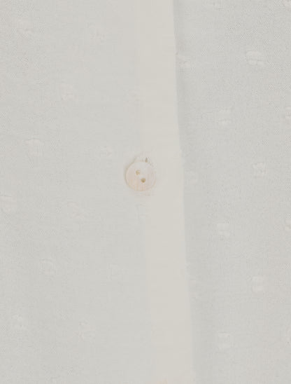 Blouse unie à manches volantées - Blanc - 3