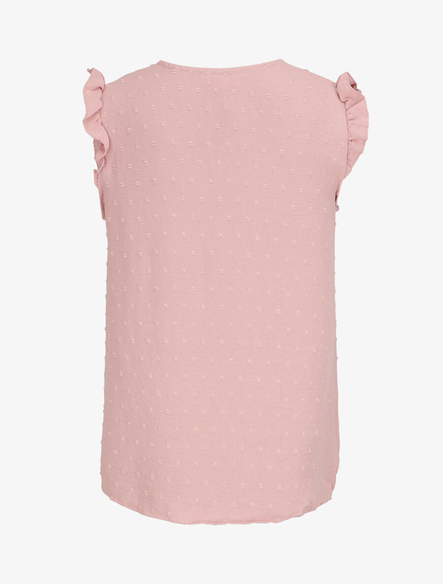 Blouse unie à manches volantées - Rose - 2