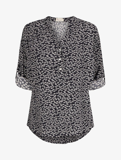 Blouse à imprimé pissenlit - Marine - 1
