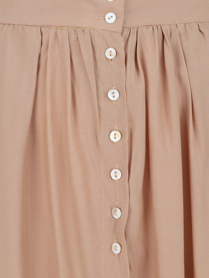 Jupe longue unie boutonnée - Beige - 3