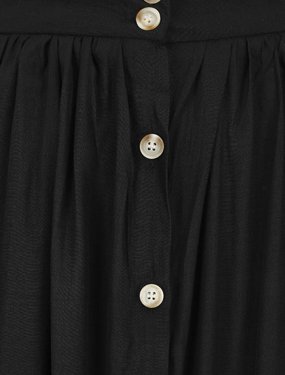 Jupe longue évasée et boutonnée - Noir - 3