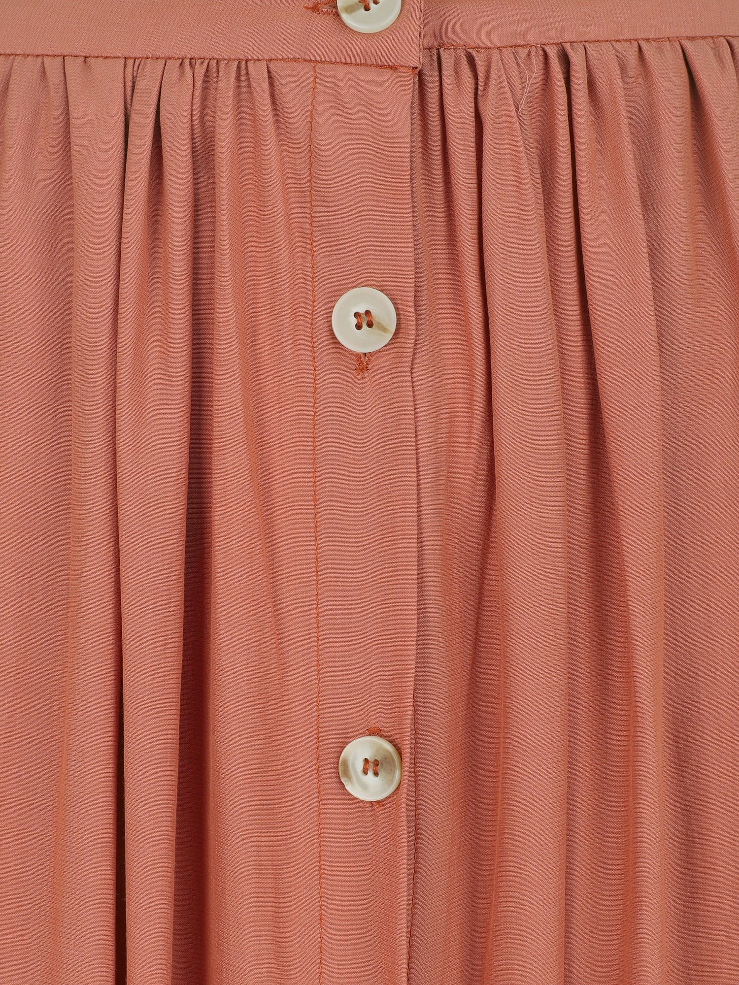 Jupe longue évasée et boutonnée - Orange - 3