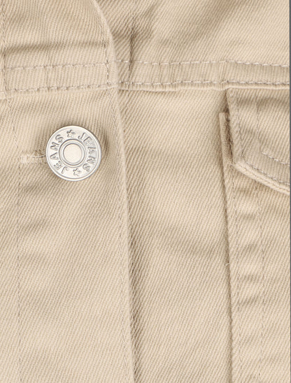 Veste oversize en jean basique - Beige - 3