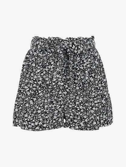 Short à imprimé fleuri - Noir - 5