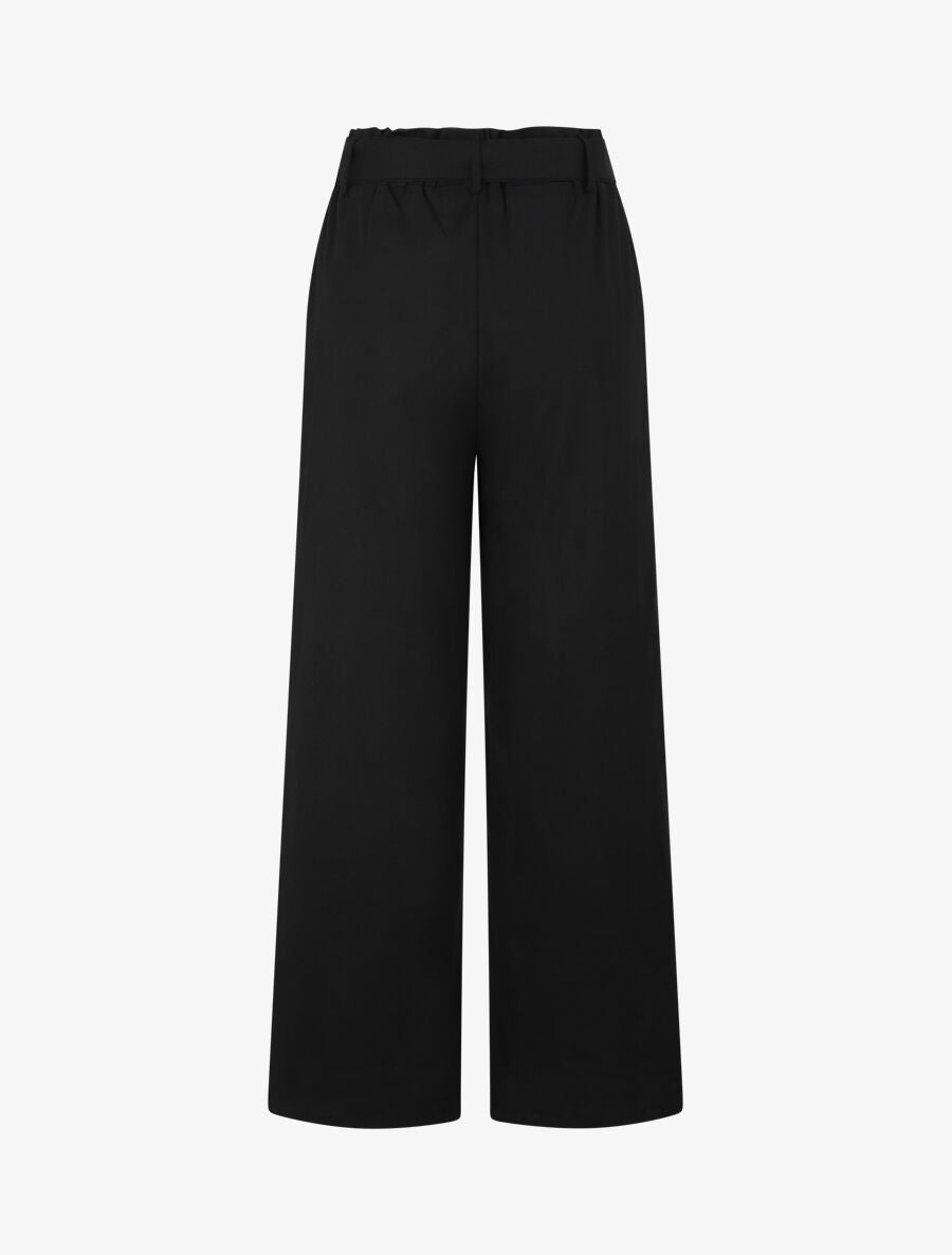 Pantalon paperbag en lin - Noir - 2