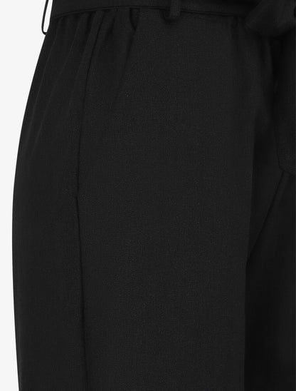 Pantalon paperbag en lin - Noir - 3