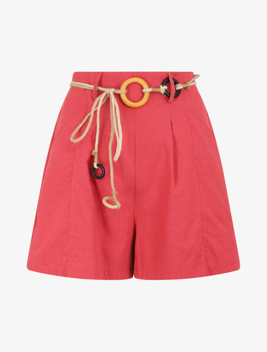 Short fluide à taille élastiquée - Corail - 1