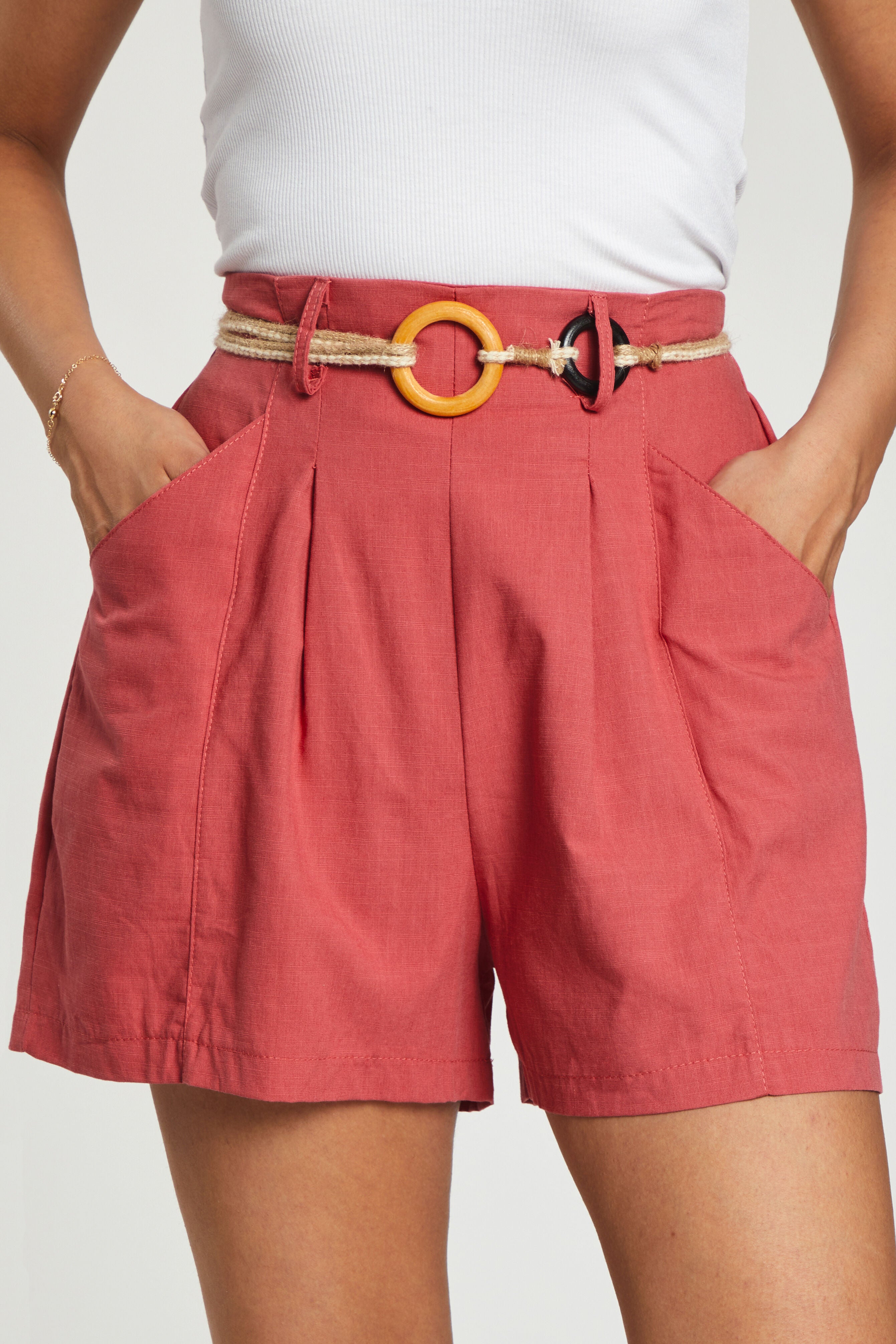 Short fluide à taille élastiquée - Corail - 4