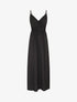 Robe longue unie à taille et dos élastiqués - Noir - 1