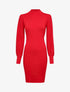 Robe pull à manches bouffantes en maille tressée - Rouge - 1