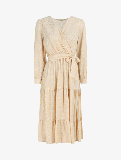 Robe mi-longue à petites fleurs - Beige - 1