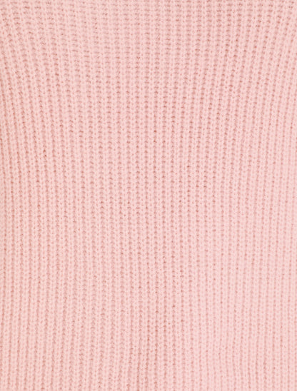 Pull en laine mélangée à manches élastiquées - Rose - 4