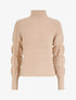 Pull en laine mélangée à manches élastiquées - Beige - 1