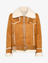Veste style peau lainée en suédine - Camel - 1