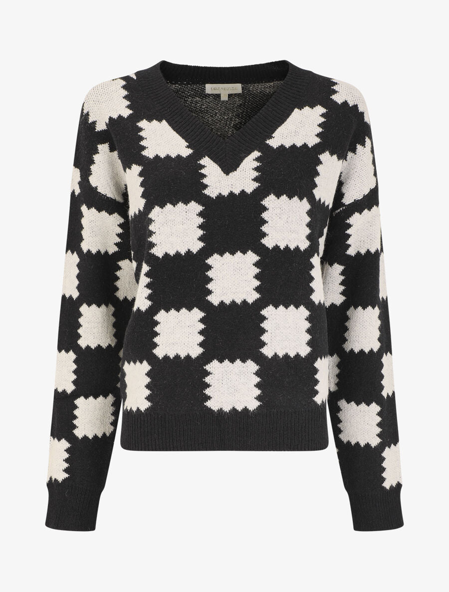 Pull en laine mélangée à motif graphique - Noir - 5