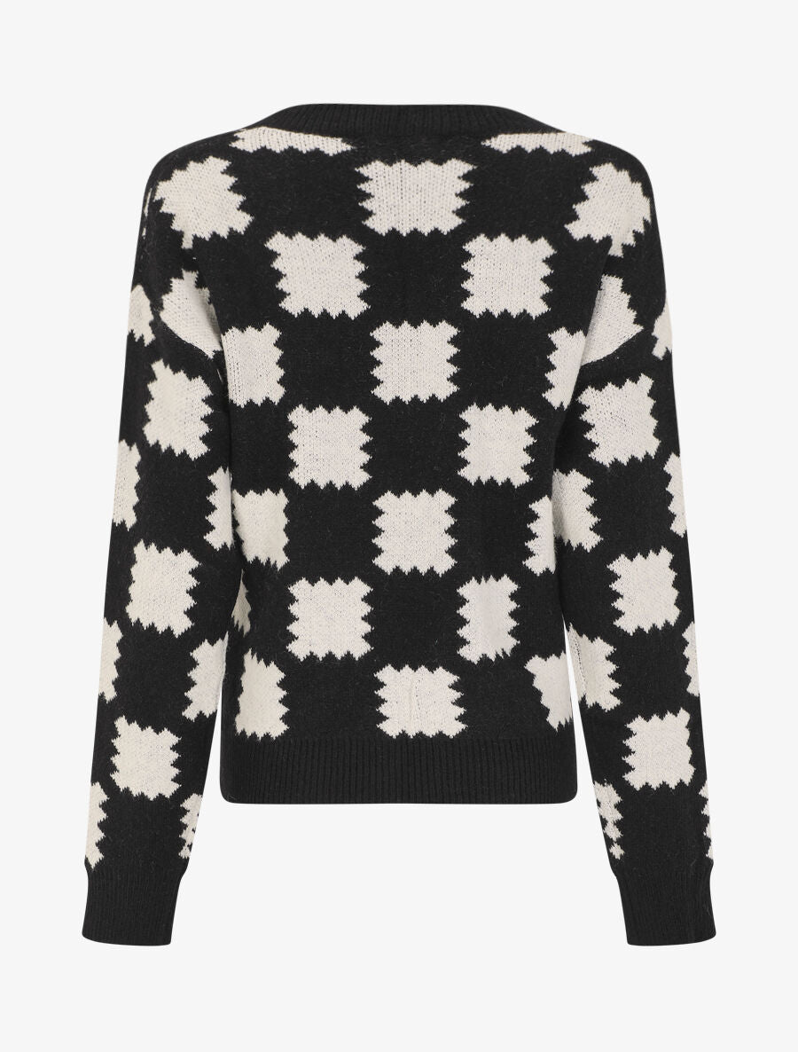 Pull en laine mélangée à motif graphique - Noir - 3