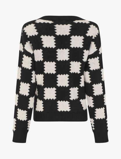Pull en laine mélangée à motif graphique - Noir - 3