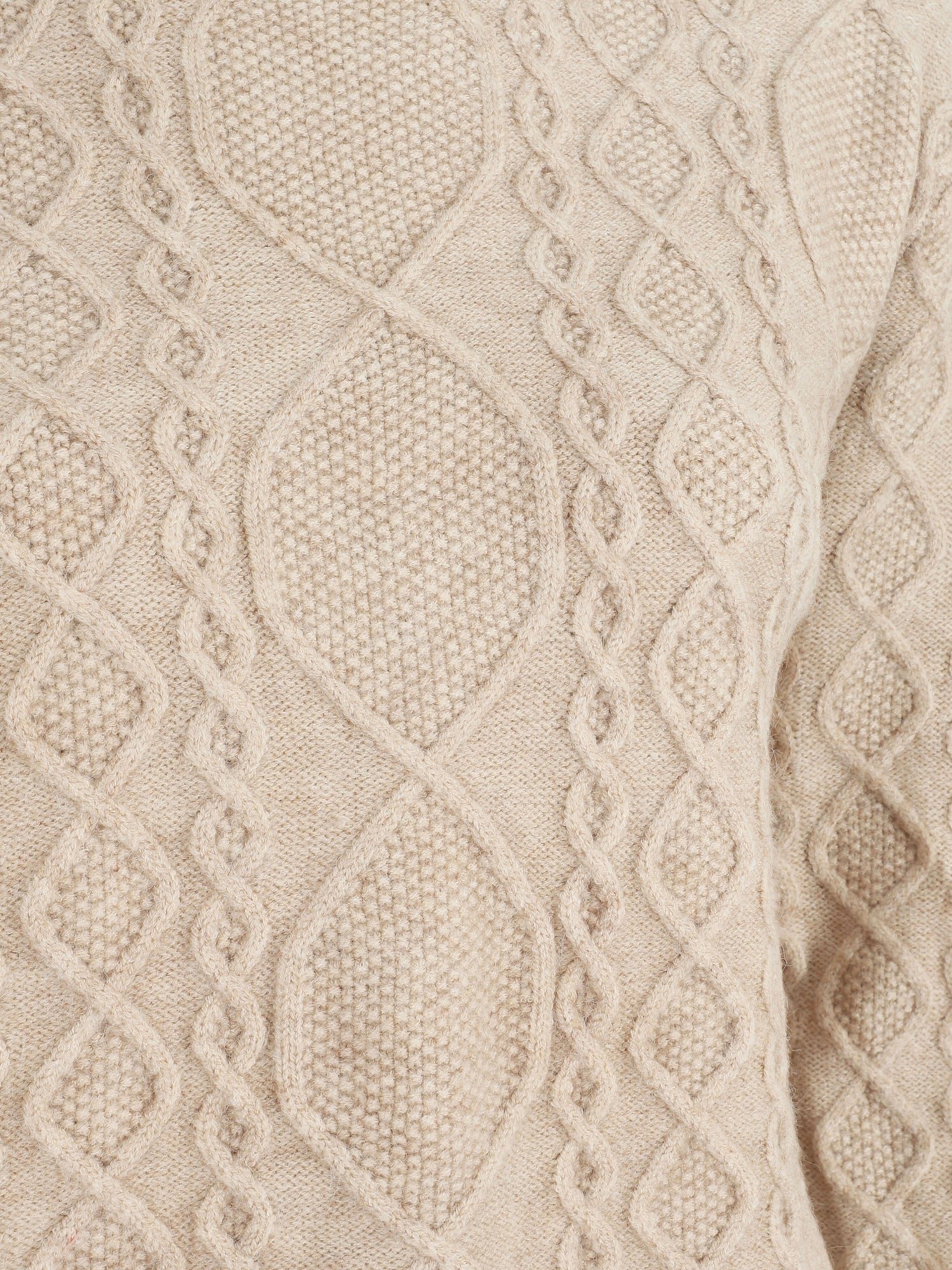 Pull en laine mélangée à motif lignes entrelacées - Taupe - 3