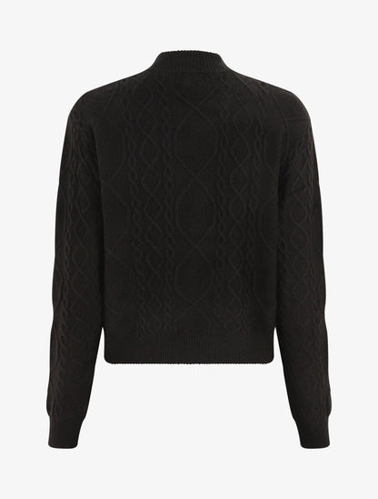 Pull en laine mélangée à motif lignes entrelacées - Noir - 2