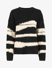 Pull duveteux à motif rayures - Noir - 1