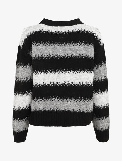 Pull en laine mélangé à motif rayé - Noir - 2