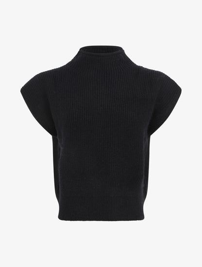 Pull sans manches en laine mélangée - Noir - 4