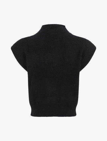 Pull sans manches en laine mélangée - Noir - 2