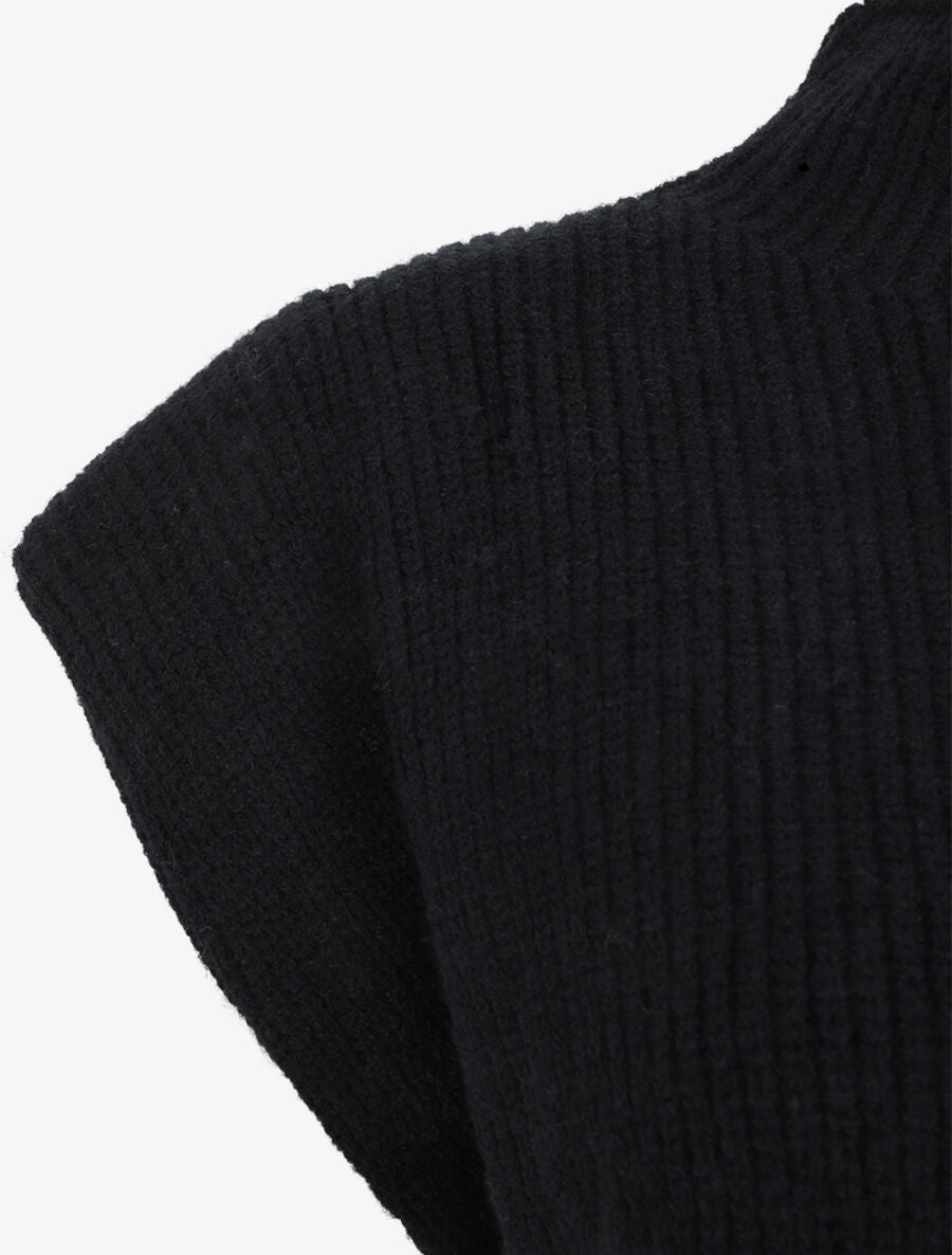 Pull sans manches en laine mélangée - Noir - 3