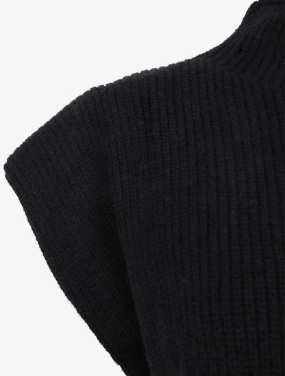 Pull sans manches en laine mélangée - Noir - 3