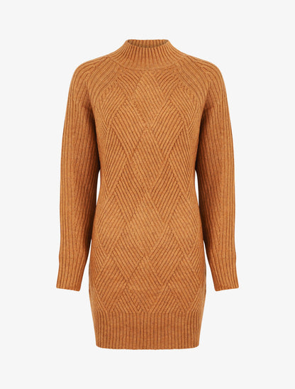 Robe pull à col montant - Camel - 5