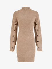 Robe pull à manches boutonnées - Camel - 7