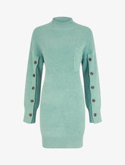 Robe pull à manches boutonnées - Turquoise - 1